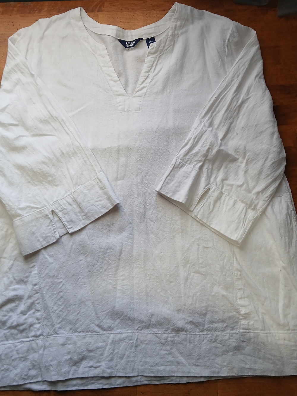 Lands' End White Linen Tunic Shirt - Women's